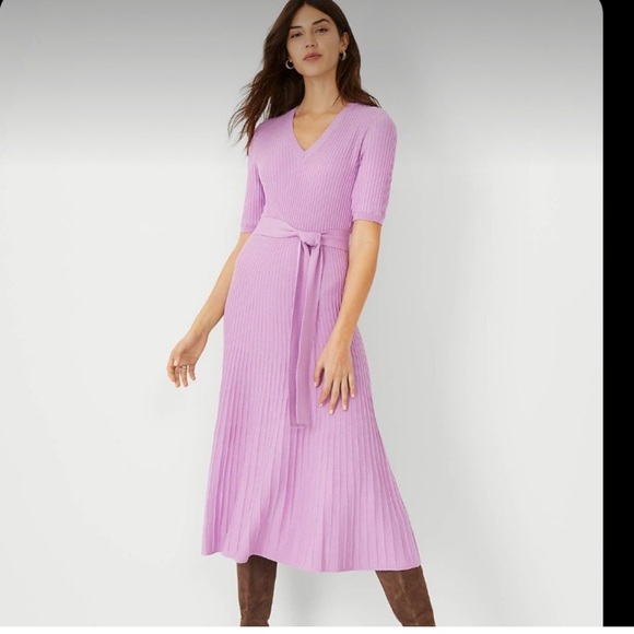 Ann Taylor Dresses & Skirts - Ann Taylor Belted V-Neck Sweater Dress Size Small